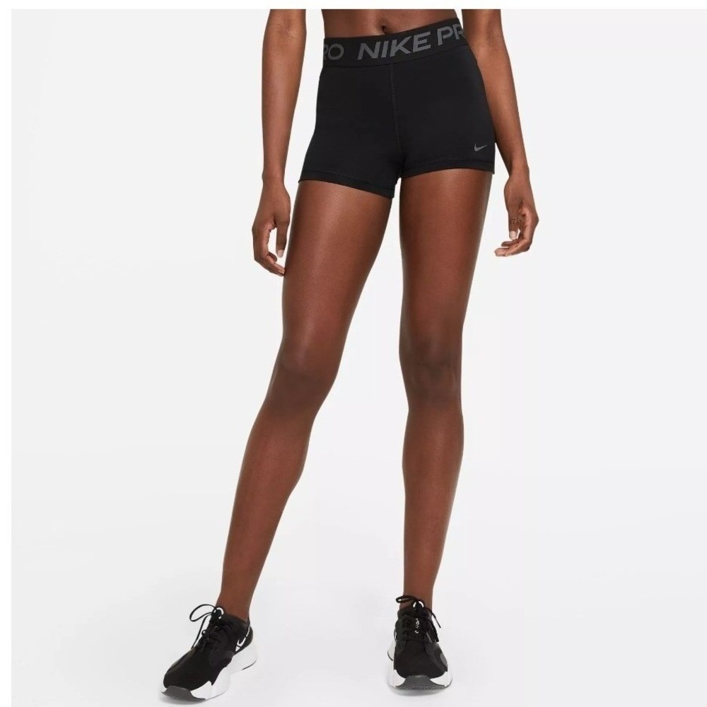 NWT Nike Pro Womens 3 Inch Training Spandex Shorts Black Mid Rise Dri-FIT Small - Picture 3 of 6